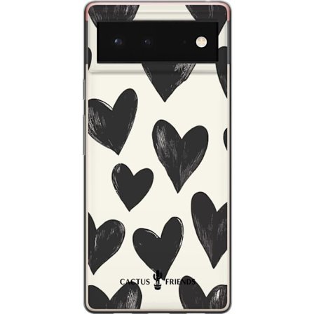 Kompatibel Mobilcover til Google Google Pixel 6 Cactus and Friends - Bold Black Love Pattern