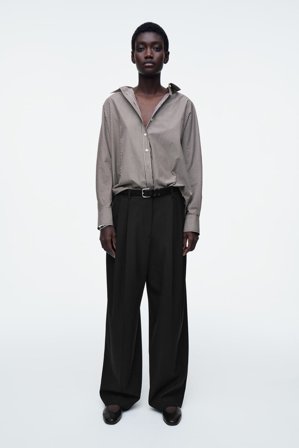 COS Women's Camicia In Cotone Dal Taglio Rilassato in Marrone