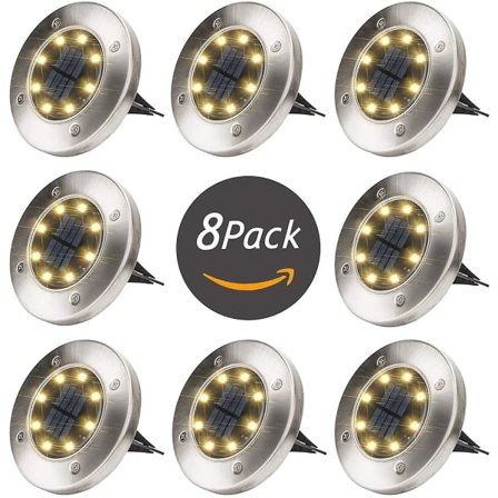 Glad-aurinkokennovalaisimet ulkokäyttöön 8 LED, aurinkokennokäyttöinen puutarhavalaistus, ulkovalaistus puutarhavalot IP65 (8 lämmin valkoinen),,