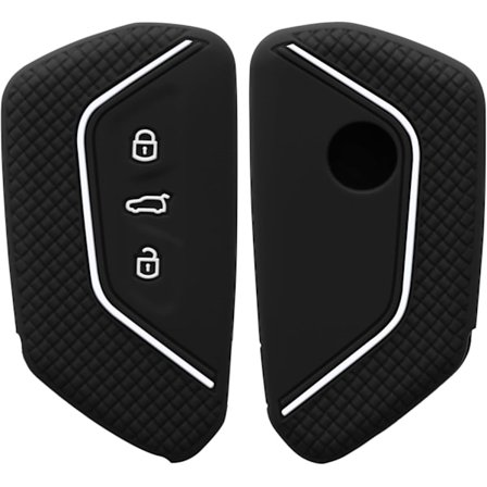Black+White Car Key Cover Compatible with VW Golf 8 3-Button Car