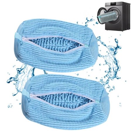 2 kpl Kenkienpesupussi, Pesupussi vetoketjulla, Uudelleenkäytettävä pesupussi kengille – 360° täydellinen puhdistus, pesukoneeseen ja kuivausrumpuun