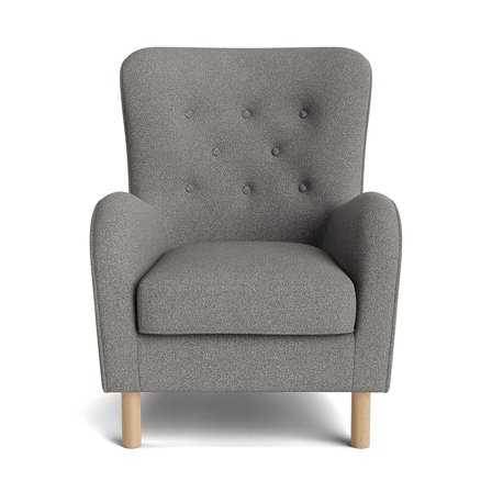 Vitra Sessel in Loop Grau, skandinavischer Stil mit eleganter Knopfheftung, bequemer Polstersessel für Wohnzimmer, 100cm Breite, zeitlos.