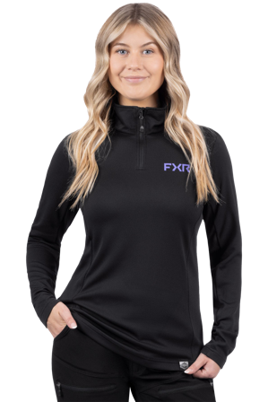 Pulover FXR Pilot Femei Cu Fermoar 1/4 Cu Mâneci Lungi negru/ametist S