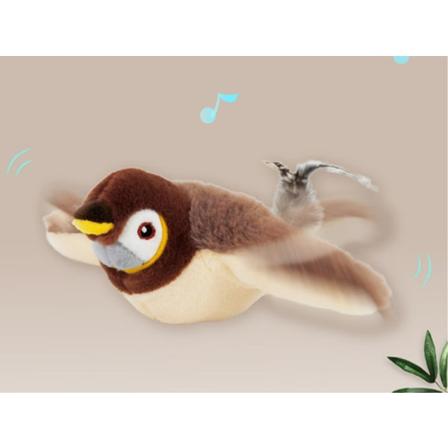 IC Interactive Mobile Sparrow | Elektrisk katteleketøy med kattemynte | 23*183*12CM/Kattleketøy/Katt/Katt vaskbar plysj leketøy med pute Mint + USB 