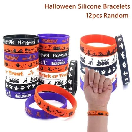 12 kpl Halloween Silikoni Ranneke Lasten Lahjat Herkkujuhla Carnival Ghost Party Favor Lahjat Kurpitsa Halloween Party Tapahtumalelu