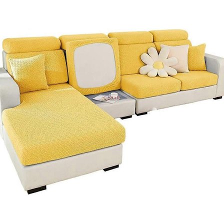 Sofföverdrag för sittdynor, stretchigt sofföverdrag, 1-sits, L-formad schäslongmöbelskydd