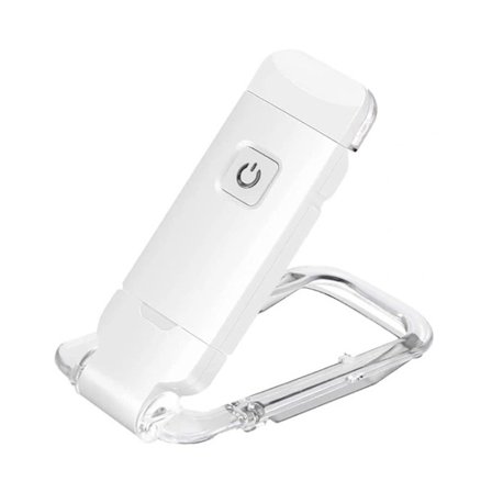 Bærbar USB Genopladelig LED Boglampe med Klemme til Læsning i Sengen, Justerbar Lysstyrke, Dæmpbar Bogmærkelampe, Hvid