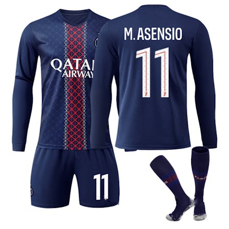 25-26 Paris Saint-Germain Langærmet-NO.11 M.Asensio Ærme Trøjesæt - Fodbolduniform, Børnesæt