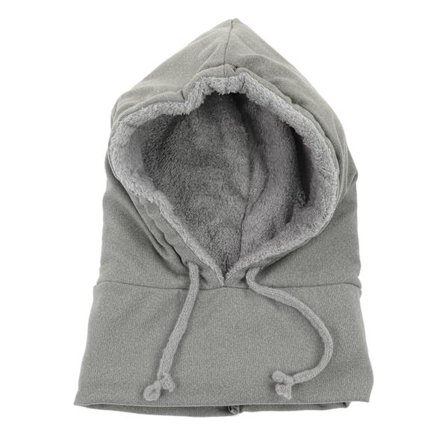 Vintercykelhuva med huva, kallskyddande, dragsko, utomhus, ansiktsöverdrag, bib-huva, ljusgrå