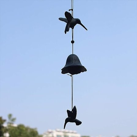 Vindspel i japansk stil Dörr Djup ton Väggdekoration Järn Vindklocka Barnpresent Utomhus Fönster Kolibri Hängsmycke Hem Trädgård Prydnader (Grön