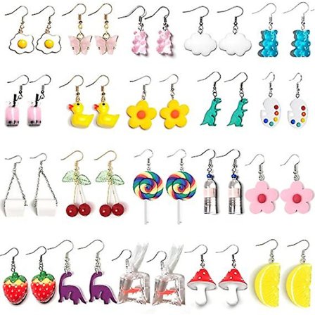 20 par mærkelige øreringe Sjove øreringe Gummy Bear Gummy Vandflaske Fisk Dinosaur Svamp Men