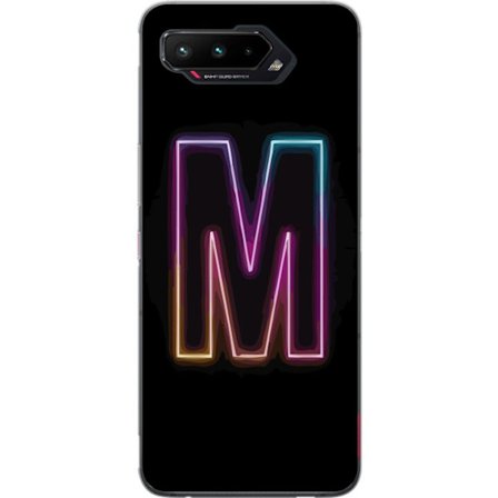 Kompatibelt Mobildeksel til Asus Asus ROG Phone 5 Neonbokstav M med fargeskiftende lys effekt mot svart bakgrunn, moderne minimalistisk typografi med