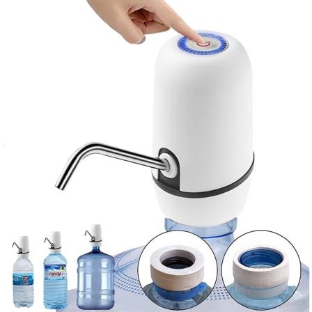 USB-lader Automatisk flaskevanndispenser med BPA-fri stålkonstruksjon - Kaldt vann, 1200mAh, 1,5L-18,9L karafler og flasker, hvit