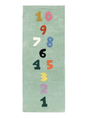 Hopscotch Lane Tapis Enfant 80X200 Petit Vert/Multicolore Numéro Couloir De Laine