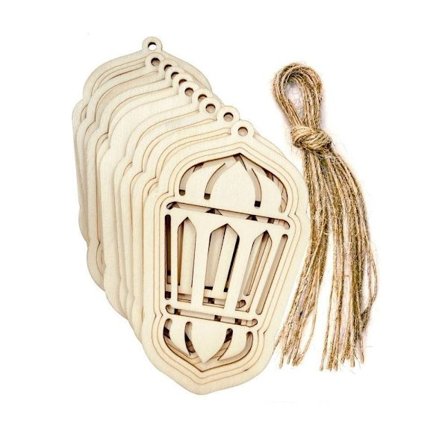 10 st Eid al-Fitr Trähängsmycken Måne Stjärna Träplatta D D