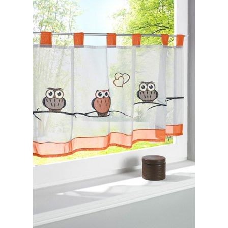 1 st, 5x90cm broderad uggla pan färgglada orange korta gardiner med