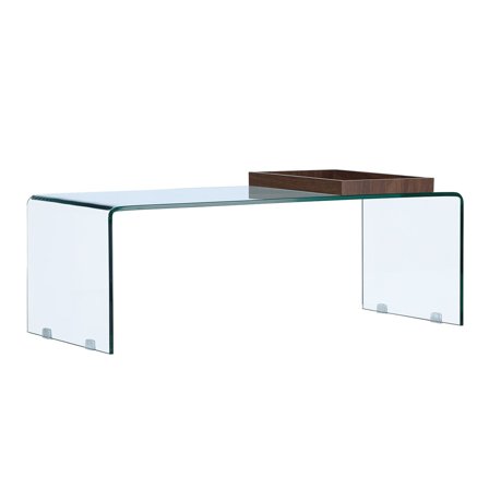 Telemark sofabord, glas | inkl. bakke | 50x110 - 50x110x38 - Sofabord