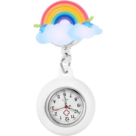 Söt sjuksköterske-klocka - Fob-klocka tecknad regnbågsklocka bärbar hopfällbar klämma på klocka