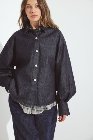 NA-KD Skjorta i denim med vida ärmar - Skjortor - Blå - EU 32