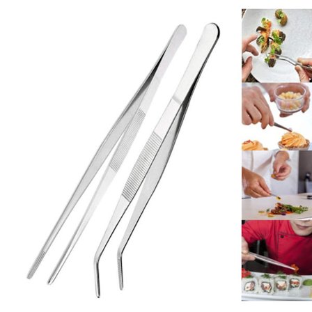 2 kappaletta ruostumattomasta teräksestä valmistetut suorat ja kaarevat pinsetit matelijoille,
