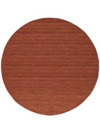 Tapis De Laine Uni Handloom Flat Rouge Rouille Rond