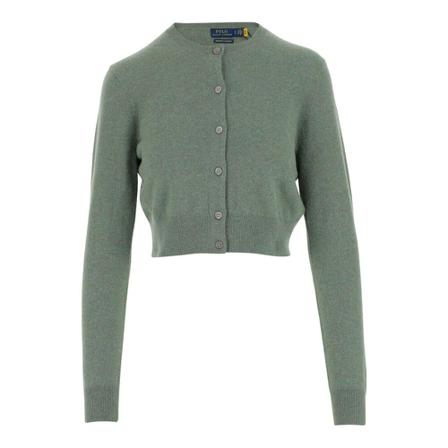 Ralph Lauren Cardigan made of cashmere Crew neck Long sleeves Grøn, Dame Cardigans