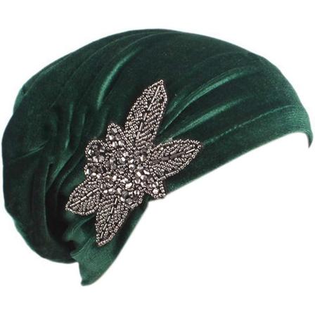 Kvinners Stretch Velvet Turban Hat Beanie Perleblomst Hår Wrap Cap Hodeplagg