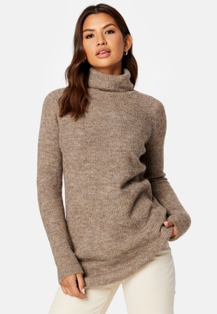 Pieces Ellen LS Long Knit Fossil Klær
