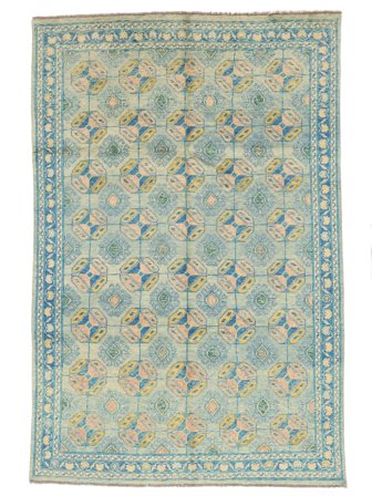 Hand Knotted Berber Style Rug 195X297 Wool Green/Dark Teal