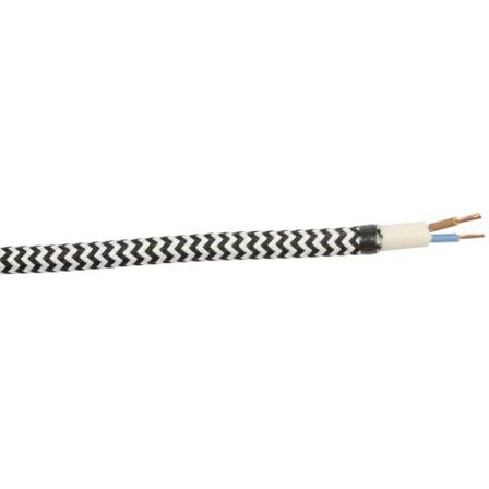 Gelia 4070910781 Tekstilkabel SKK, 2X0,75, 25 m bobin Svart/hvitt, Stikkontakter & kabler