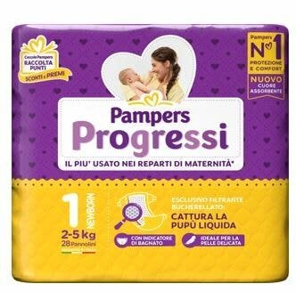 Pampers Progressi New Born Taglia 1 (2-5 Kg) 28 Pezzi
