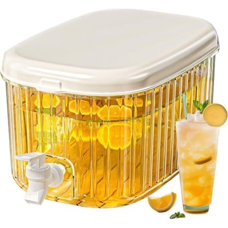 5,5L smal vattenbehållare för kylskåp med kran, kylskåpskanna med lock, vattenbehållare med tapp, dryckesbehållare med tappkran, kall 