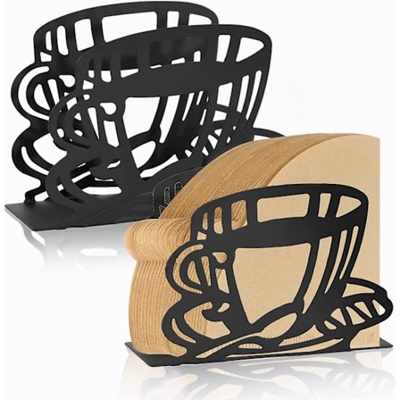 2 stk. kaffefilterholder i metal - kaffefilterholder i metal - kaffefilterholder - kaffefilterbeholder - dispenser til kaffefiltre - bordservietholder