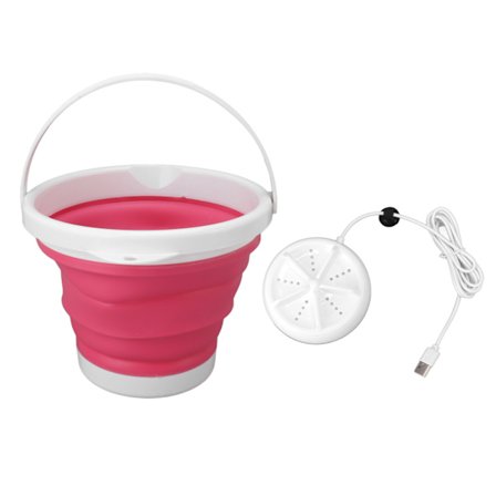 5L Bærbar Vaskemaskin Ultralyd Vibrasjon Frem og Tilbake USB Bærbar Vaskeservanter for Hjem Rosa