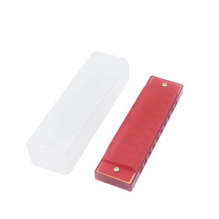 Kannettava muovinen 10-reikäinen harmonikka musiikkiväline opetusmusiikkilelu (Punainen)