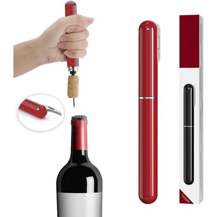Lufttrycks vinöppnare med folieskärare - Öppna flaskor enkelt och bevara korkar Lätt att använda