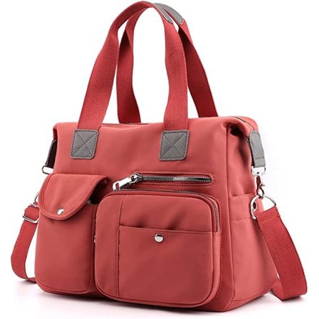 Dam Tote Bag Nylon Multi Pocket Axelväskor Laptop Arbetsväska Lärarväska och Handväskor(Orange)
