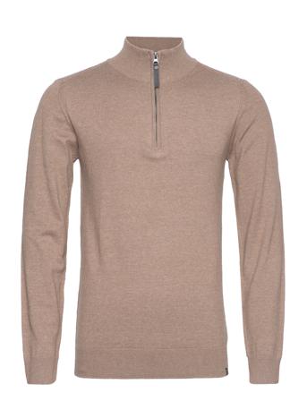 Ancona Knitwear Half Zip Pullover Beige INDICODE