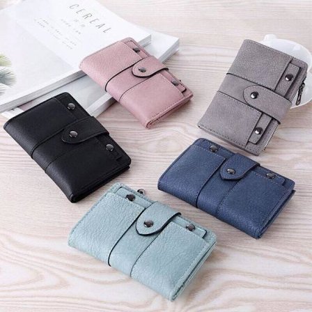 The New Trendy Foldable Small Wallet Women Leather Card Case Purse