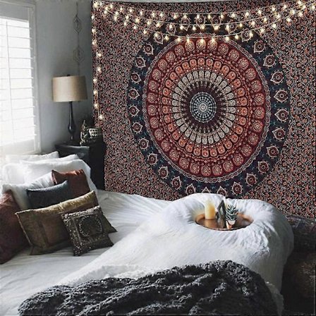 Bohemisk Mandala Tapestry Hippie Tapestry Psykedelisk Påfågel Boho Tapestry Väggbonad För Sovrum (150 X 200 Cm)