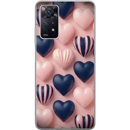 Kompatibel Mobilcover til Xiaomi Redmi Note 11 Pro 5G Bløde tredimensionelle hjerter i lyserød og navytoner i et romantisk mønster