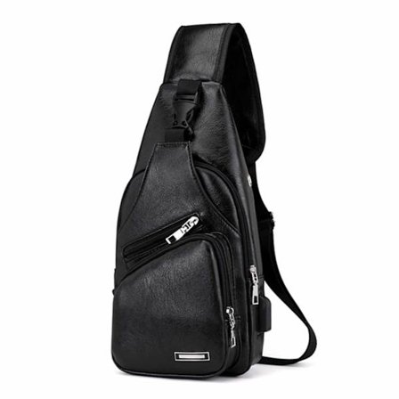 Skuldertaske Herre Cross Body Taske Læder - Sort sort