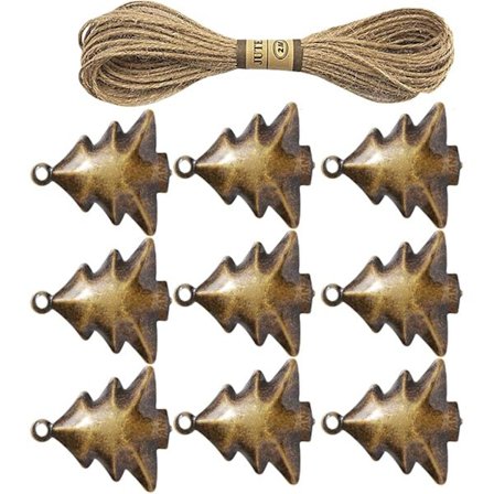 9 Metalklokker Juletræsdekoration med 2 Meter Snor - Festlig Dekoration til Dør Vindue Hjem Familie Højtid Indendørs