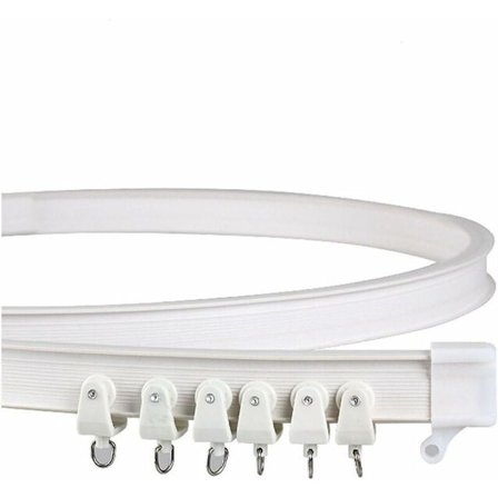 Taitettava metalli- ja taipuisa muoviverhokisko (200 cm kattokiinnitys)