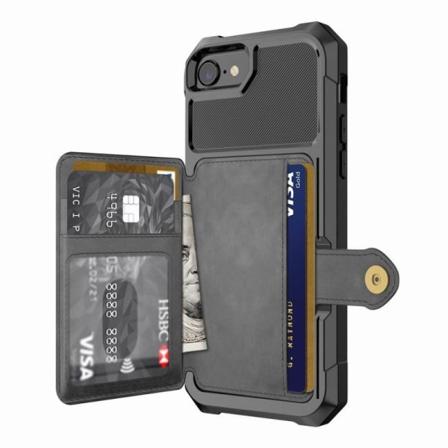 Iphone 8 Stöttåligt Premium Skal 4-fack Solid V3 Svart