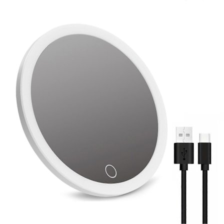 10/20/30X Forstørrelsesspejl med 3-farvet LED-lys Sugekop Dæmpbar USB Genopladelig Bærbar Rejse Håndholdt Mænd Kvinder Makeup Vanity Mi LGL
