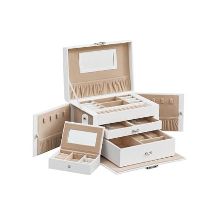Rootz smykkeopbevaringsboks - Smykkeopbevaring - Smykkeetui - Beskytter tilbehør - Elegant design - Fløjlsforing - PU- og MDF-materiale - 26 cm x 18 c