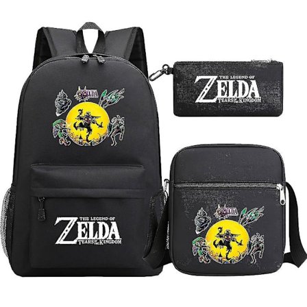 Kingdom Of Zelda Skolesekksett for tenåringsstudenter Tears Of The Game-trykk: Ryggsekk, skuldersett for menn og kvinner