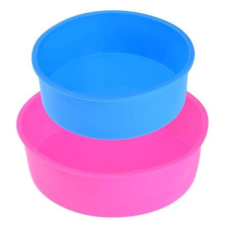 6 tum blå + 8 tum rosa silikon rund tårtaform | Tårtform