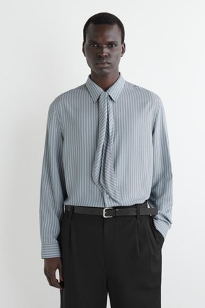 COS Homme Chemise Rayée À Détail Noué in Bleu